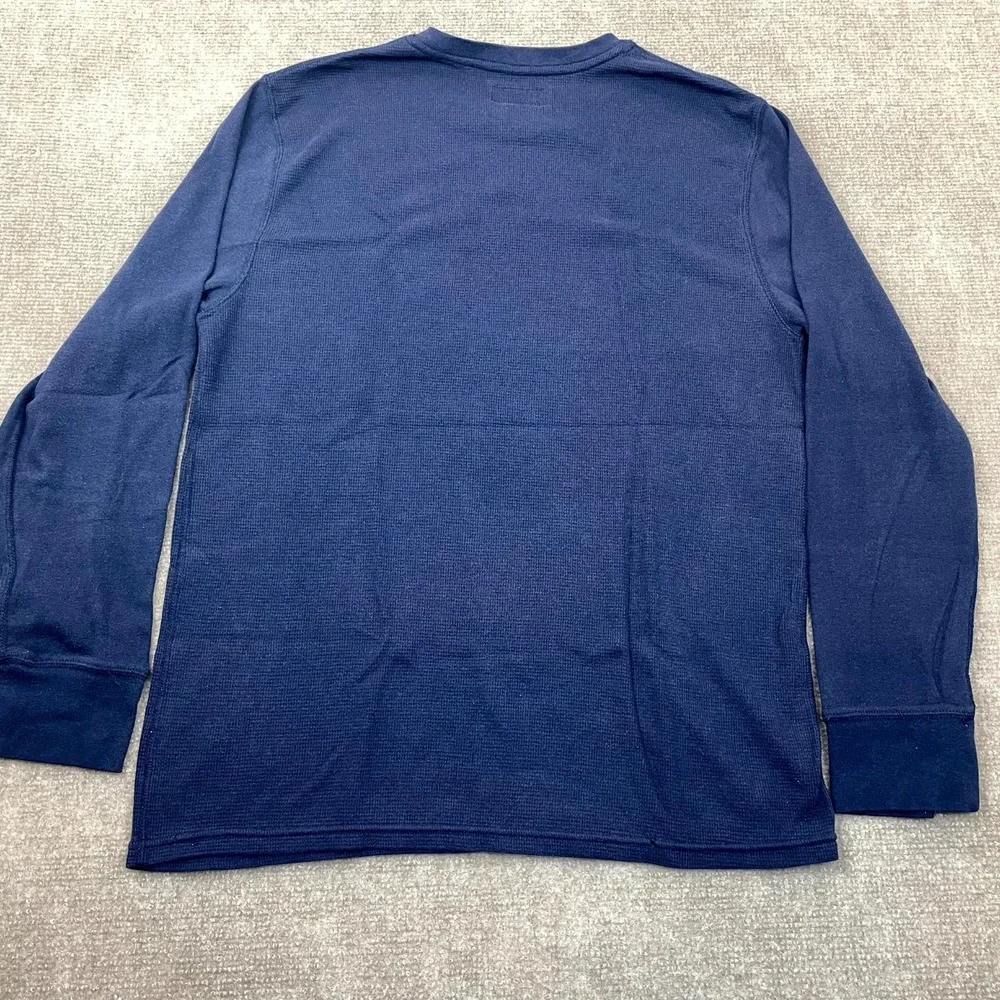 Polo Ralph Lauren T Shirt‎ Mens Large Navy Blue Waffle Knit Thermal Pony Logo